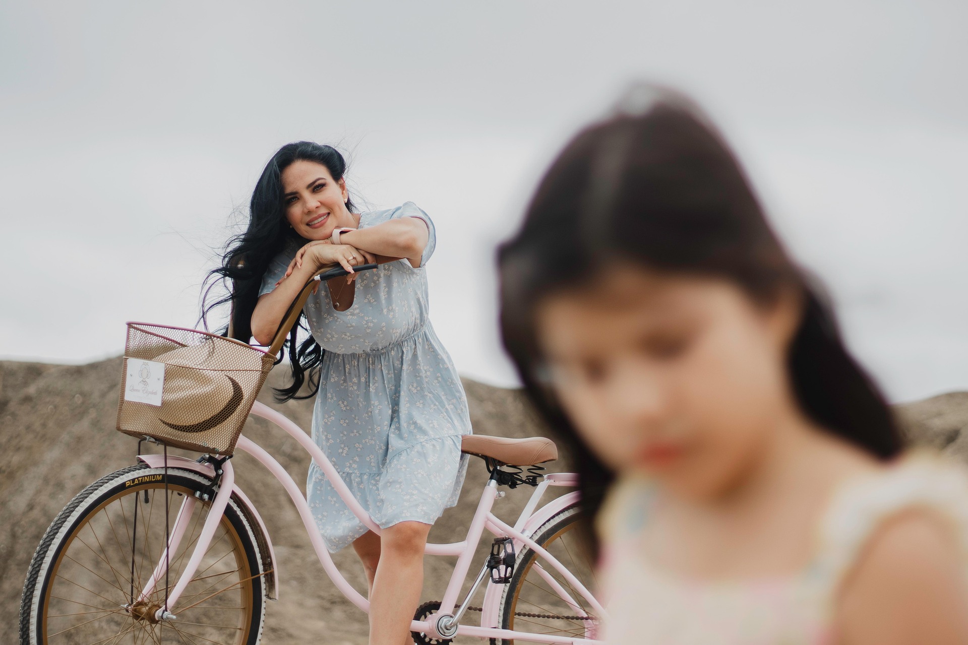 Lifestyle photo of biking parent